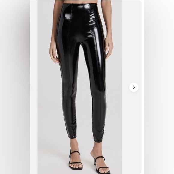 SPANX Faux Patent Leather Leggings Classic Black Size Small - Picture 1 of 4